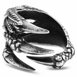 Moody Mason Bague "La Griffe de Dragon" noire & acier