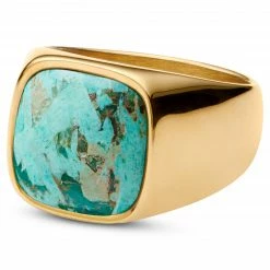 Lucleon Chevalière dorée Gravel Len à pierre de chrysocolle