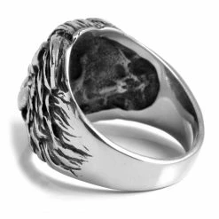 Fort Tempus Bague chevalière en acier détail lion -BAGUES Soldes 1 2 4 6