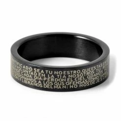 Fort Tempus Anneau en acier noir gravé "La prière" 9 Fort Tempus Anneau en acier noir gravé "La prière" -BAGUES Soldes 11 2 2 11