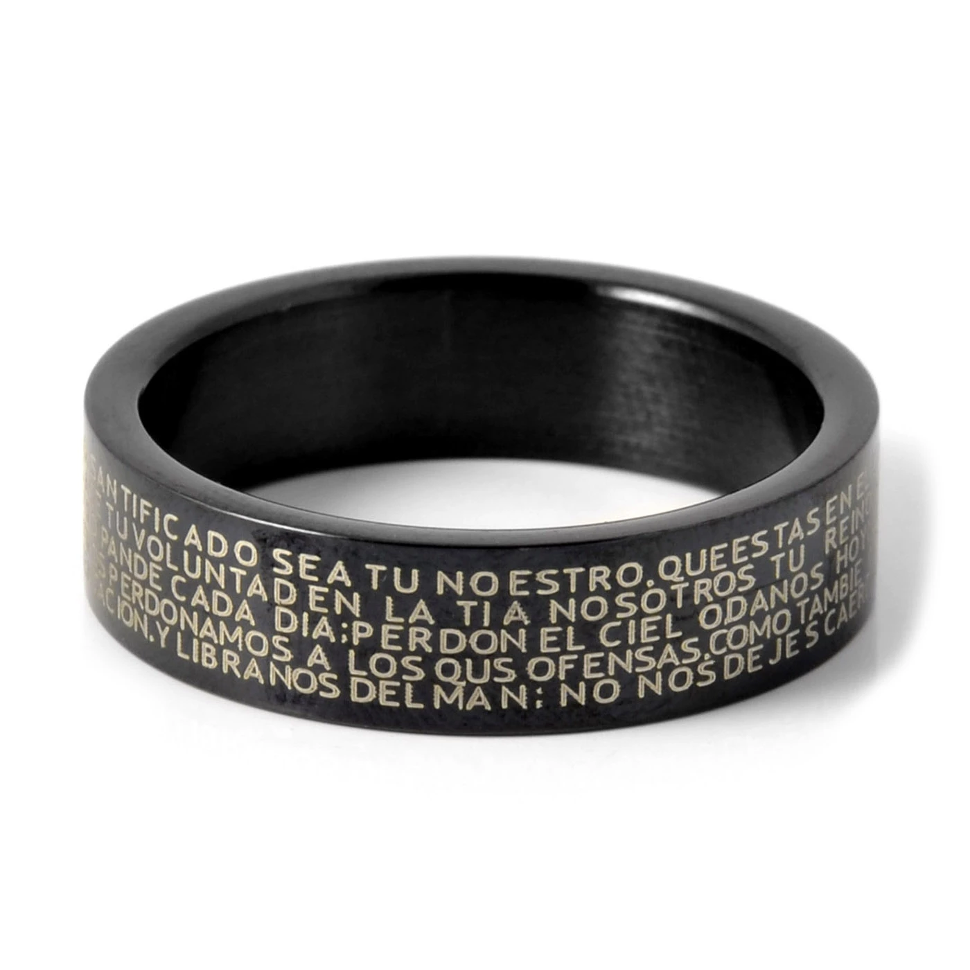 Fort Tempus Anneau en acier noir gravé "La prière" 4 Fort Tempus Anneau en acier noir gravé "La prière" – Image 4