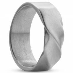 Lucleon Anneau Evan Brody en acier torsadé mat