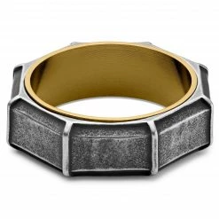 Lucleon Bague en acier doré et noir vintage Pearce Torque -BAGUES Soldes 12 2209ff965954db4308eb6a44aca2bfa20 8 scaled