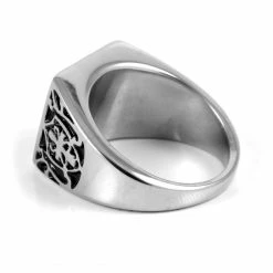 SteelCZ Chevalière en acier classique -BAGUES Soldes 13 2 1 10