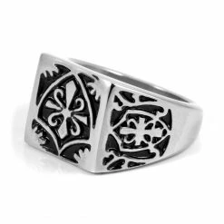 SteelCZ Chevalière en acier classique