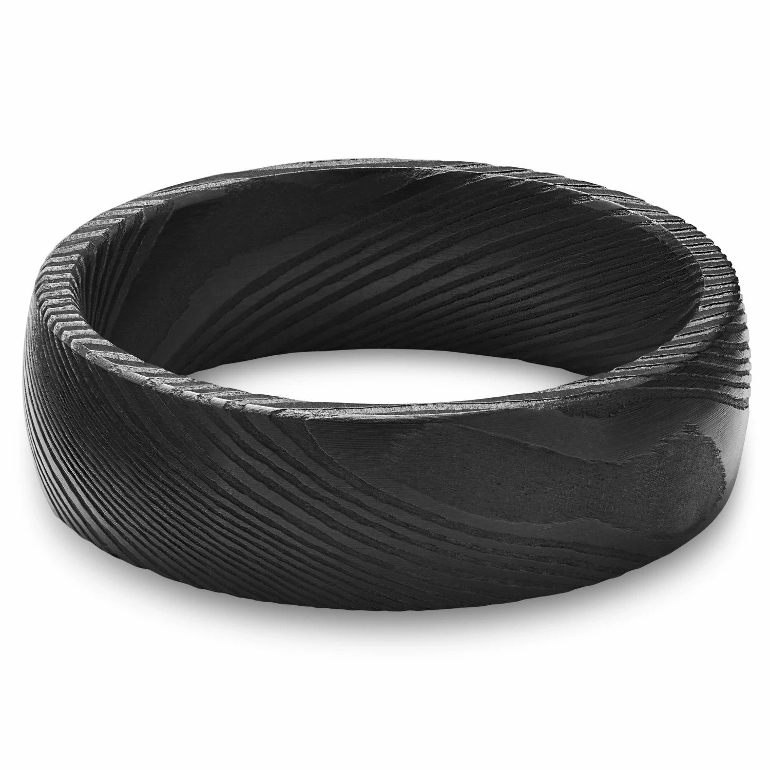 Lucleon Fortis | Bague en acier Damas couleur noire - 7 mm 6 Lucleon Fortis | Bague en acier Damas couleur noire - 7 mm – Image 6