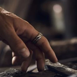 Lucleon Fortis | Bague en acier Damas et en titane bleu à double cannelure - 7 mm -BAGUES Soldes 1x1 dsc2069 copy 26009 scaled