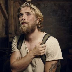 Lucleon Fortis | Bague en acier Damas et en titane bleu à double cannelure - 7 mm -BAGUES Soldes 1x1 dsc2334 26009 scaled