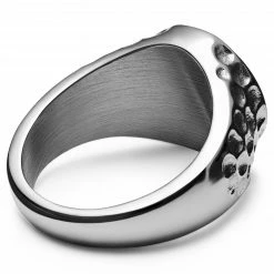 Arkai Orphic | Chevalière en acier inoxydable argenté martelé avec zircone noire -BAGUES Soldes 2 2.3abbdd98c731710c2e86567ff59fc002 8 scaled