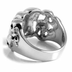 SteelCZ Bague en acier multi-têtes de mort -BAGUES Soldes 2 2 5 2