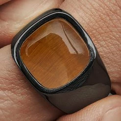 Lucleon Bague Len Gravel couleur Gunmetal à pierre œil de tigre -BAGUES Soldes 21406 best 02 scaled