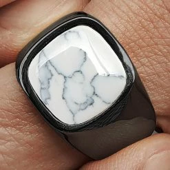 Lucleon Bague Len Gravel couleur Gunmetal à pierre Howlite 10 Lucleon Bague Len Gravel couleur Gunmetal à pierre Howlite -BAGUES Soldes 21409 best scaled