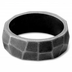 Moody Mason Large bague en acier gris foncé Jax