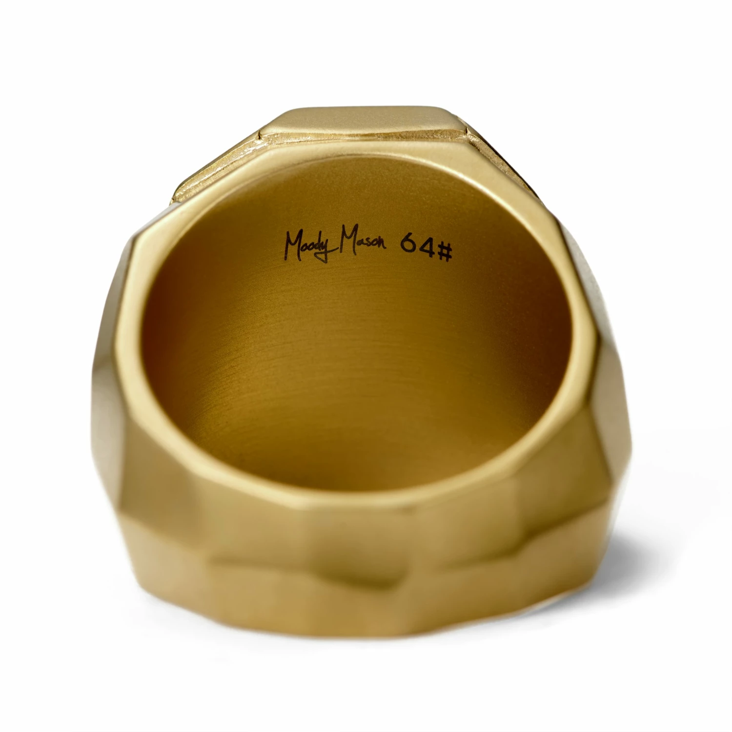 Moody Mason Chevalière en acier doré et jaspe rouge Jax 5 Moody Mason Chevalière en acier doré et jaspe rouge Jax – Image 5