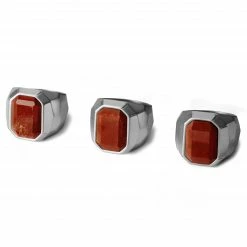 Moody Mason Chevalière en acier et jaspe rouge Jax -BAGUES Soldes 26 1 21672 scaled