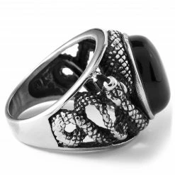 Fort Tempus Bague serpent en acier & pierre noire -BAGUES Soldes 27 2 24 scaled