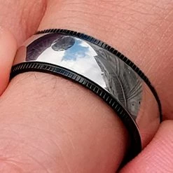 Fort Tempus Anneau en titane à bords striés -BAGUES Soldes 28 serrated edge titanium ring cropped