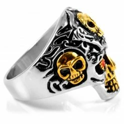 SteelCZ Bague acier thème squelette Alo -BAGUES Soldes 36 2 12