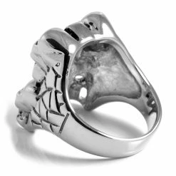 SteelCZ Bague en acier Croix et Têtes de mort -BAGUES Soldes 4 2 4 4