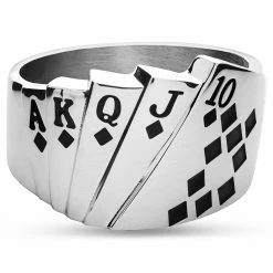 Seizmont Ace | Chevalière argentée "La quinte flush royale" -BAGUES Soldes 4 3.2392c6c194d08dad4592c94229ae80cf 8