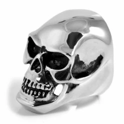 SteelCZ Bague en acier Tête de mort oversize XL