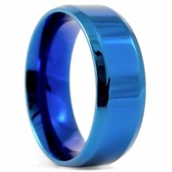 Fort Tempus Bague acier bleu pleine sans motifs