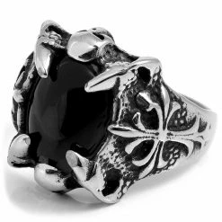 SteelCZ Bague en acier Black Eye Skeleton Key