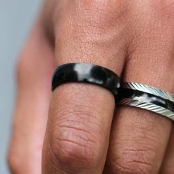 Fort Tempus Anneau en acier noir simple -BAGUES Soldes 5089 ring scaled