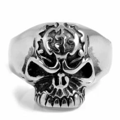 SteelCZ Bague acier Tête de mort fantôme -BAGUES Soldes 53 7