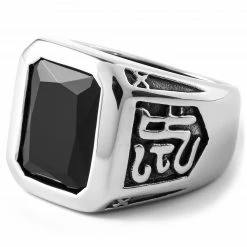 Fort Tempus Bague en acier Dynastie noire