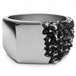 Arkai Orphic | Chevalière en acier inoxydable argenté à finition volcanique et zircones noires -BAGUES Soldes 6 1.7776868632cf5dbcfa61946c15bff7e0 8 scaled