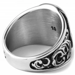 Fort Tempus Anneau en acier à feuille de lierre -BAGUES Soldes 6 3 85 scaled