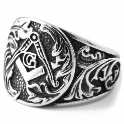 Fort Tempus Anneau en acier à feuille de lierre