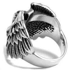 SteelCZ Anneau chevalière en acier détail femme sans tête -BAGUES Soldes 7 2 4 3