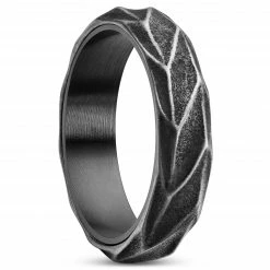 Lucleon Bague en acier noir vintage Pearce Crux