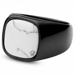 Lucleon Bague Len Gravel couleur Gunmetal à pierre Howlite