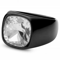 Lucleon Chevalière noire Gravel Len avec cristal