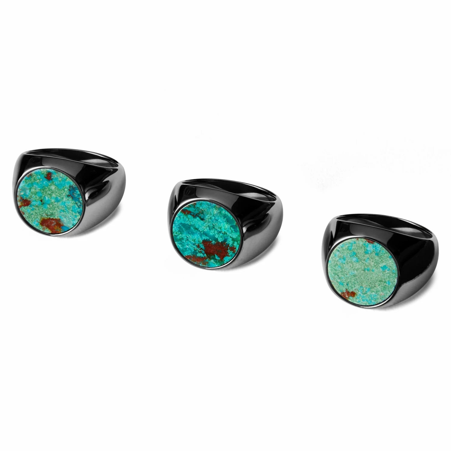 Lucleon Aras | Chevalière pour l'auriculaire en acier inoxydable noir avec pierre chrysocolle 2 Lucleon Aras | Chevalière pour l'auriculaire en acier inoxydable noir avec pierre chrysocolle – Image 2