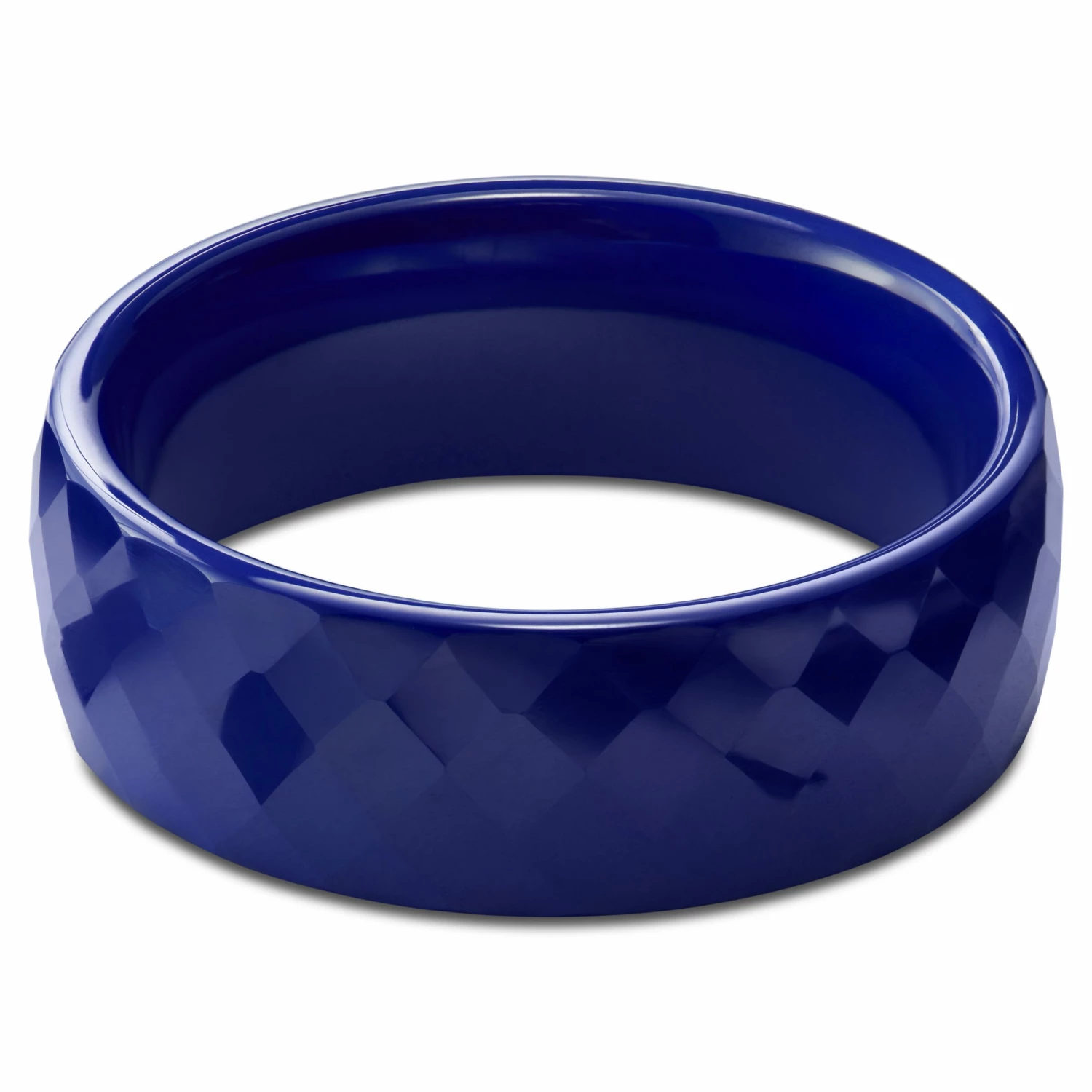 Lucleon Bague en céramique à facettes bleue 2 Lucleon Bague en céramique à facettes bleue – Image 2