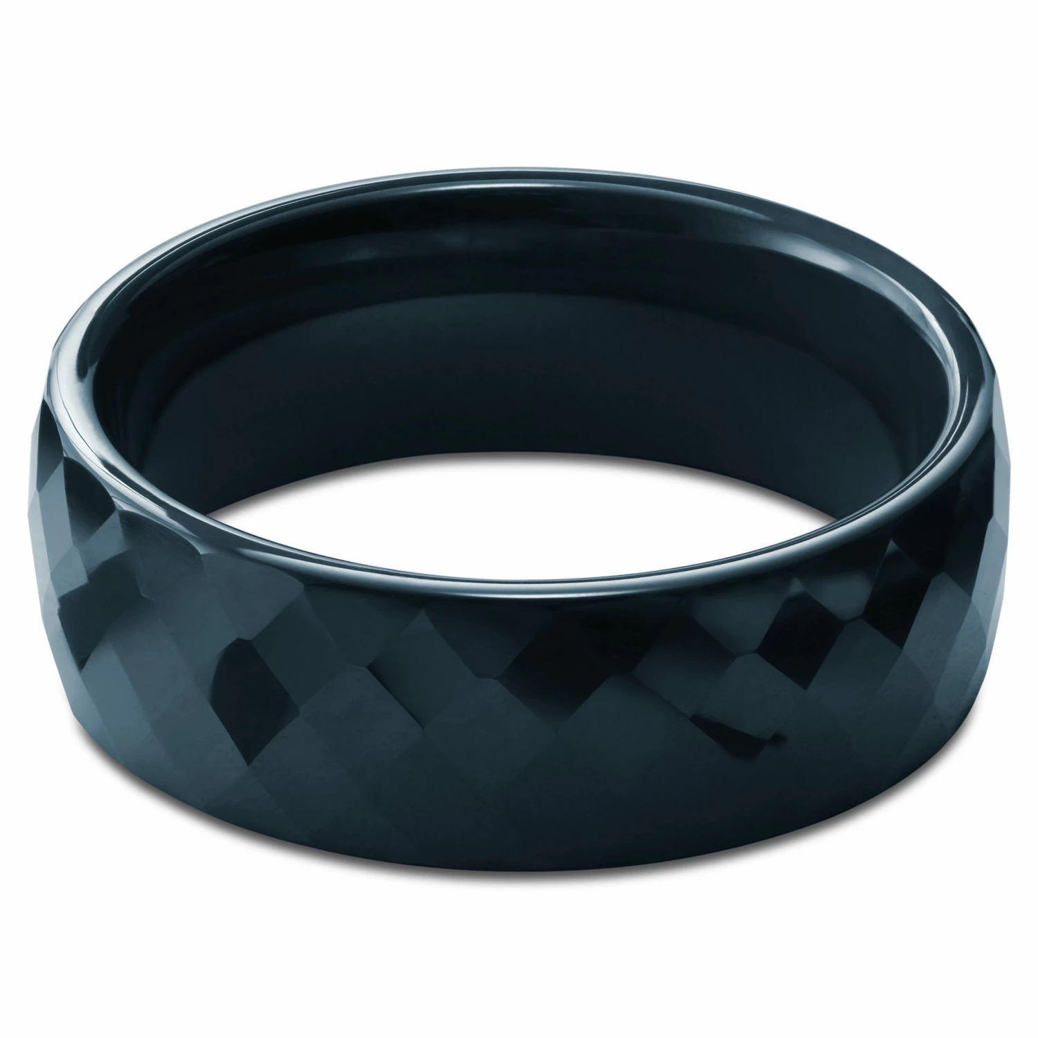 Lucleon Bague en céramique à facettes turquoise foncé 2 Lucleon Bague en céramique à facettes turquoise foncé – Image 2