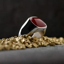 Lucleon Chevalière argentée Gravel Len à pierre d'onyx rouge -BAGUES Soldes jwm sprind2021 ig ring 22671 1 copy 1 scaled