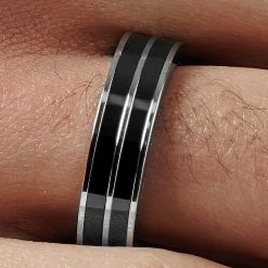 Lucleon Bague en acier et en céramique noir et argent -BAGUES Soldes rst megashoot rings 3 19441 scaled