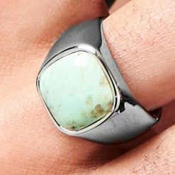 Lucleon Chevalière argentée Gravel Len à pierre de chrysocolle -BAGUES Soldes ste spring2021 ig ring 22644 16 bm1 scaled
